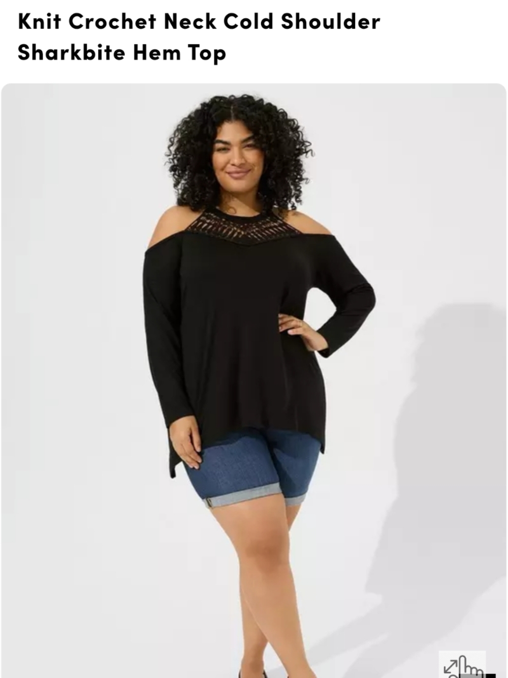 torrid Black Crochet Detail Cold-Shoulder Top